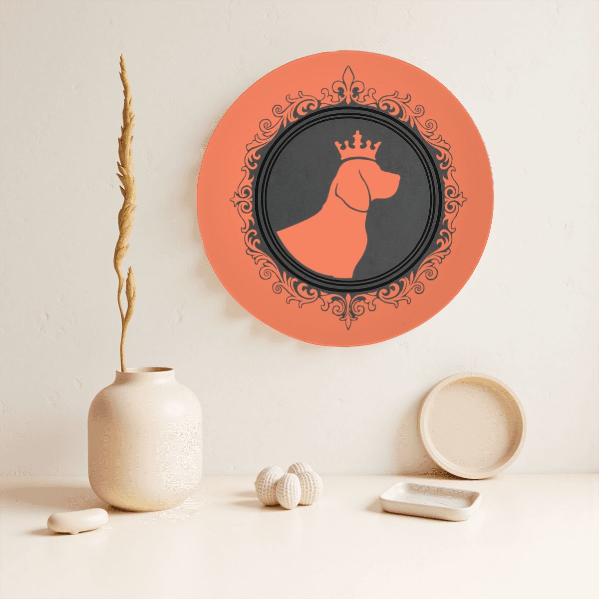 SPF Decorative Plate (King Dog Outline) - Orange