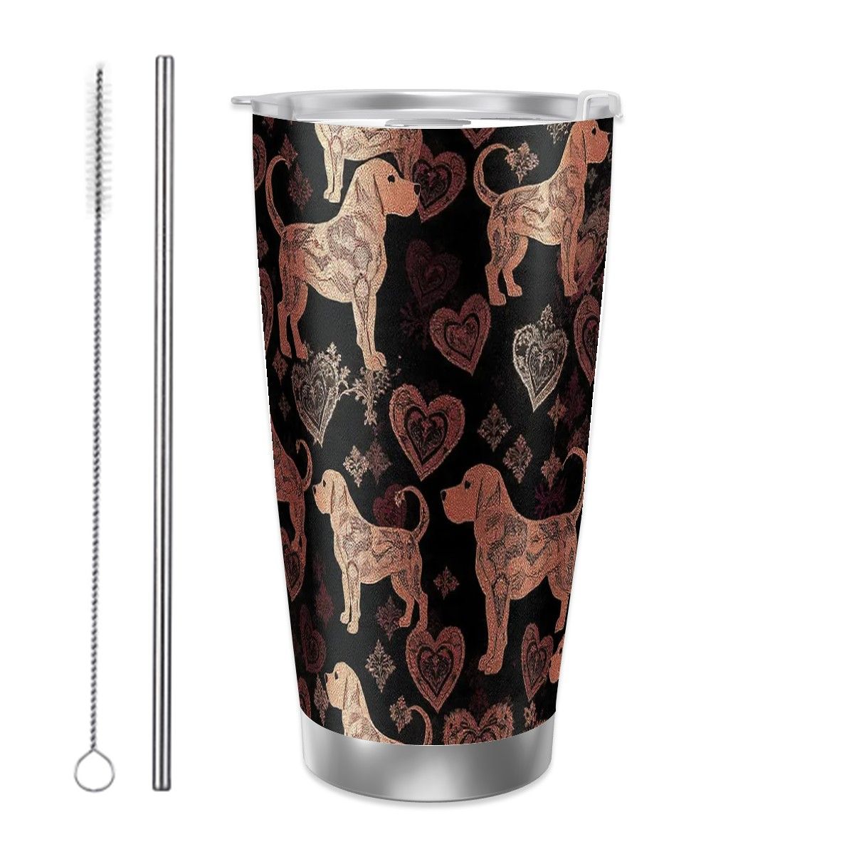 Dogs Love Travel Coffee Mug with Single Silver Edge (20oz) (Collection-2)