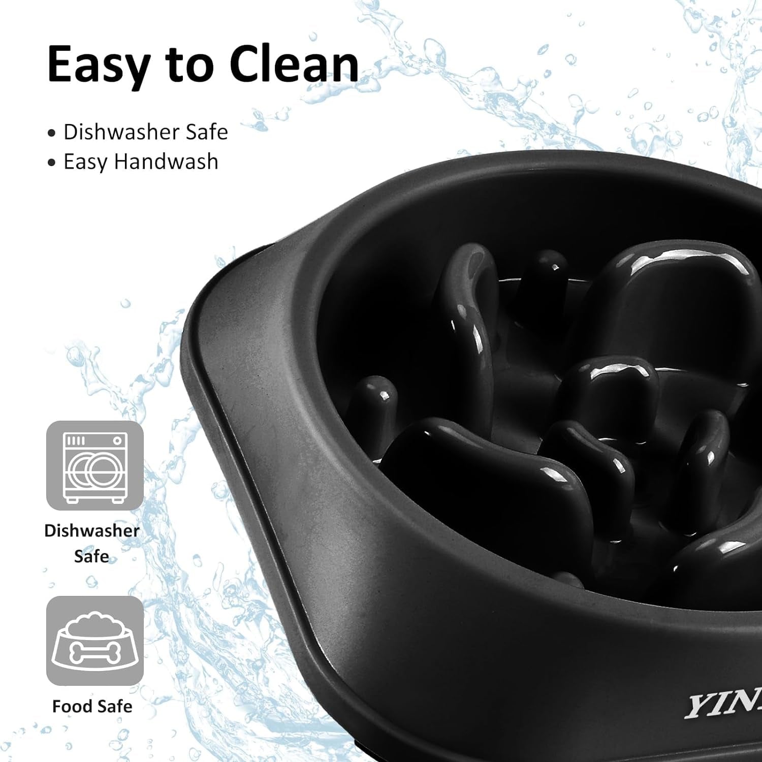Interactive Slow Feeder Bowl for Dogs and Cats - 1 to 2 Cups Capacity (Black)