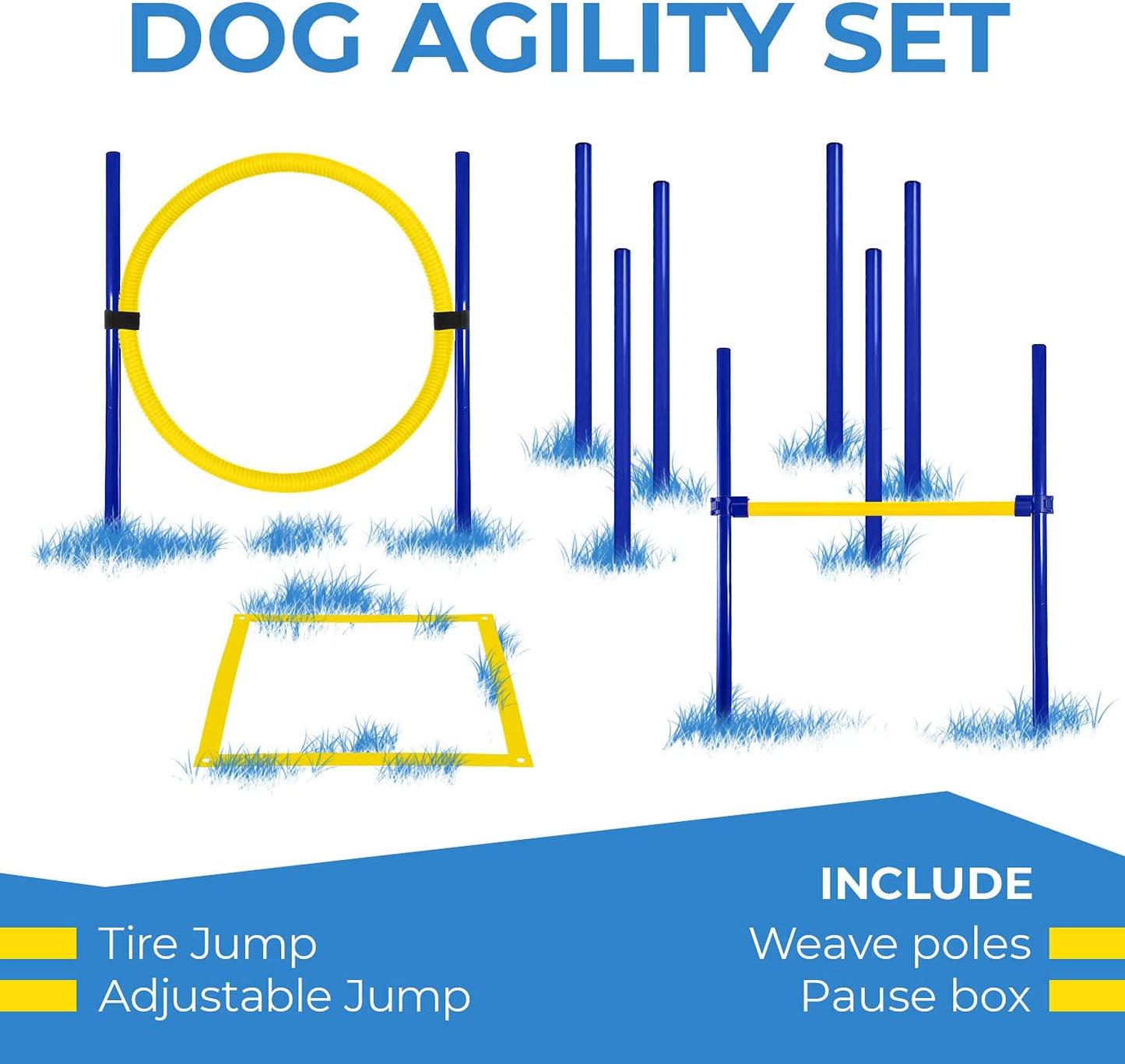 Ultimate Dog Agility Training Kit - Fun Obstacle Course for Active Pets (Bright Yellow)