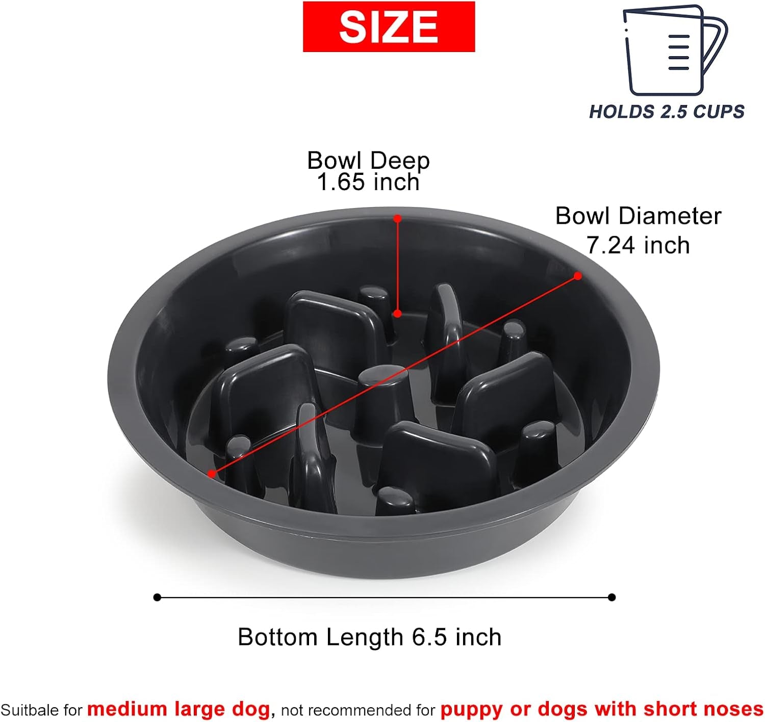 Premium Slow Feeder Dog Bowl - Safe, Non-Slip Maze Design for All Food Types - Perfect for Raised Feeders