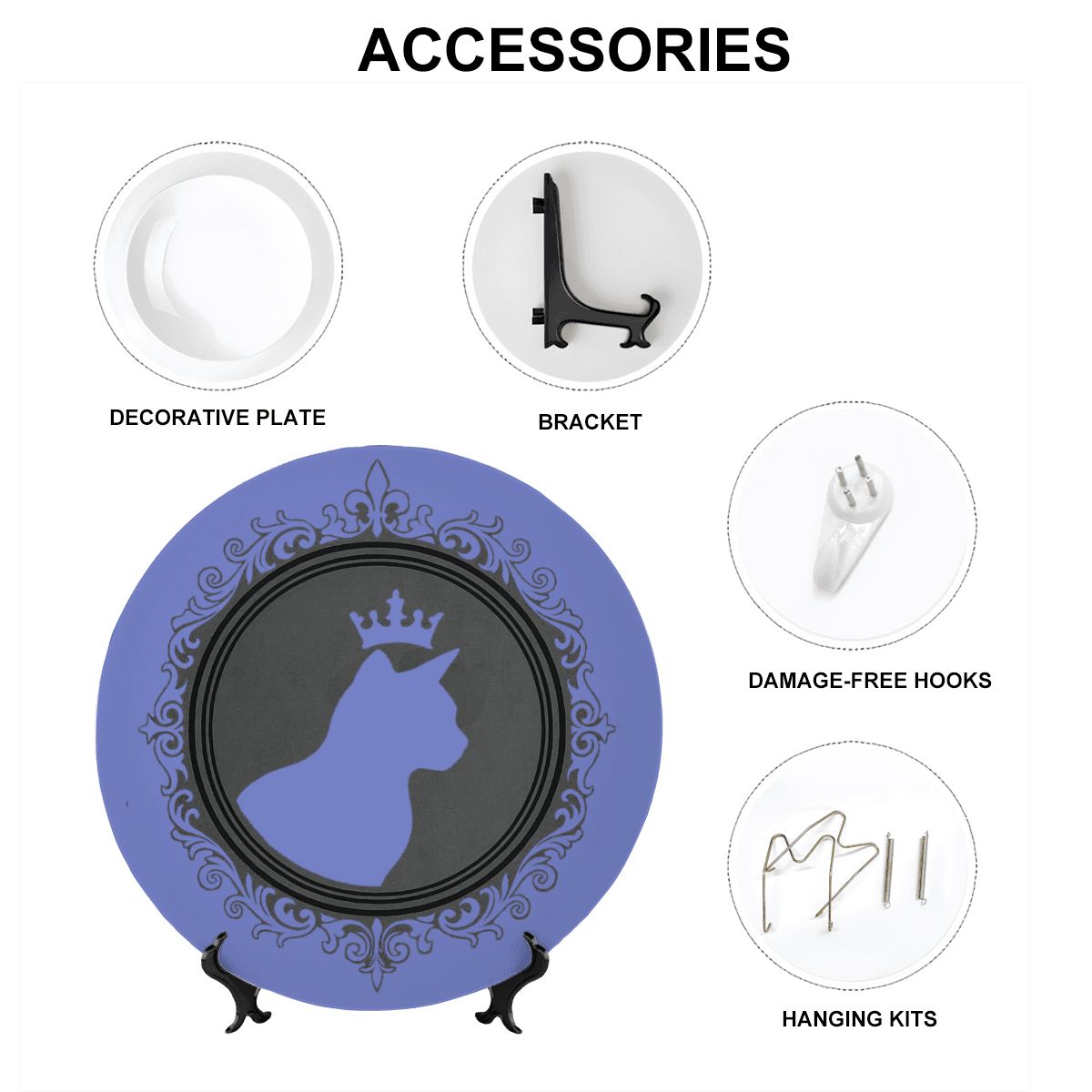 SPF Decorative Plate (King Cat Outline) - Navy Blue