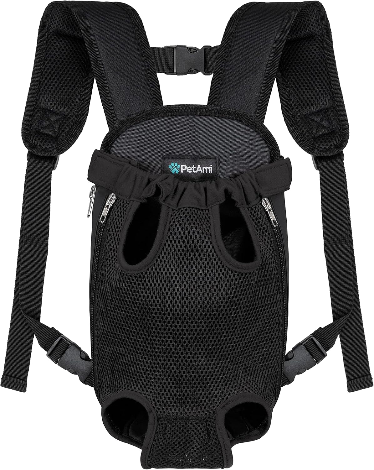 Comfortable Adjustable Dog Carrier Backpack - Ventilated Front Chest Pack for Hiking & Travel, Perfect for Small Dogs & Cats (5-9 lbs) - Stylish Black Design