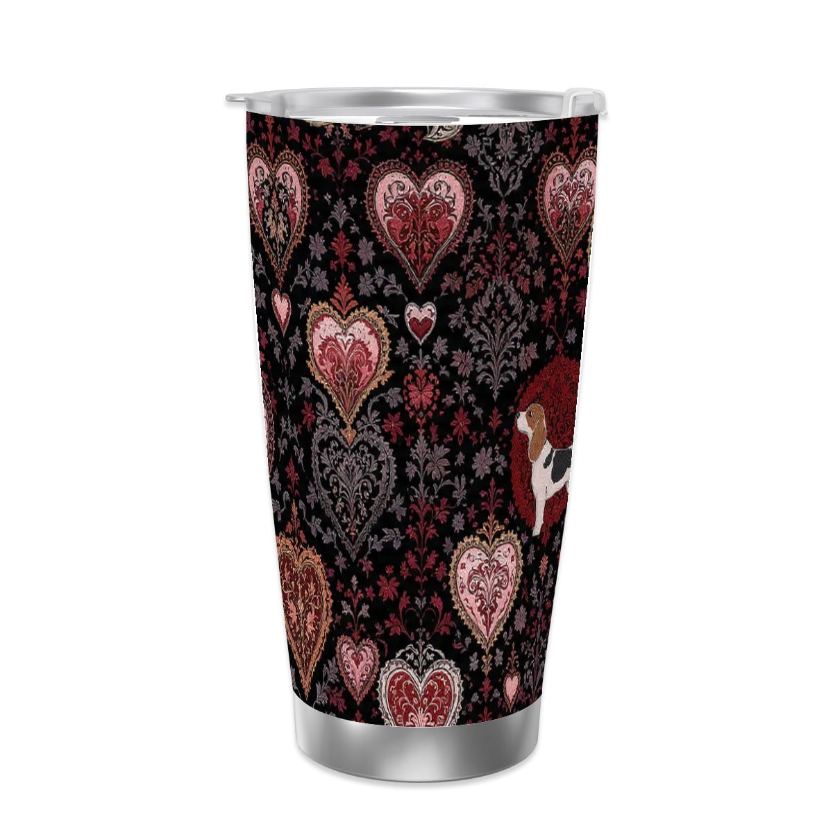 Dogs Love Travel Coffee Mug (20oz) with Silver Edge (Collection-1)