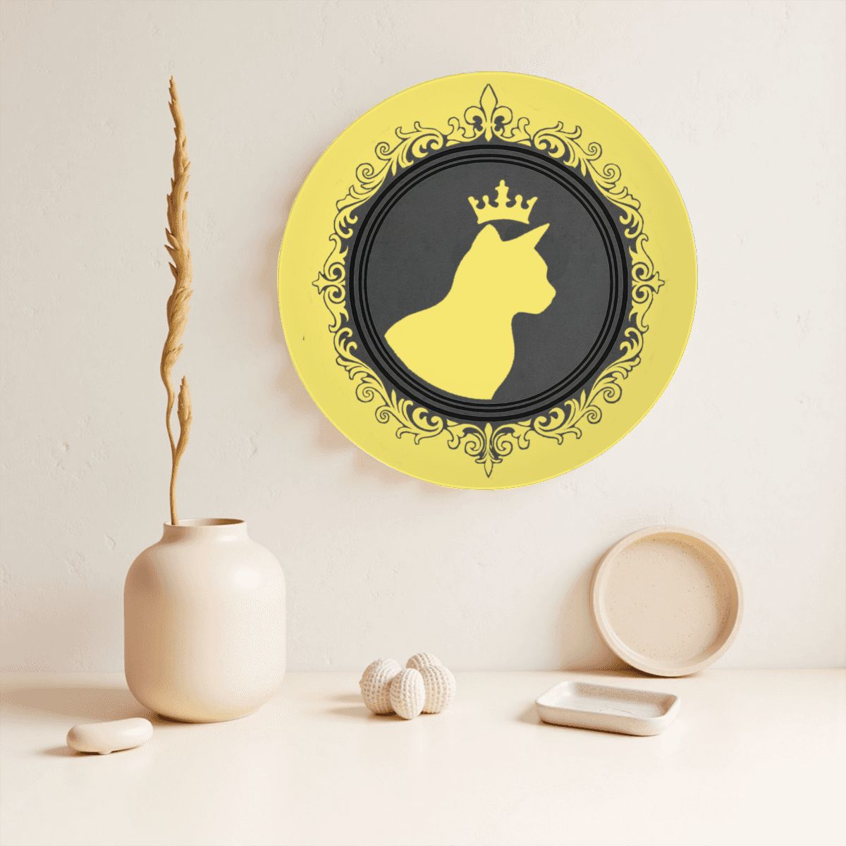 SPF Decorative Plate (King Cat Outline) - Yellow