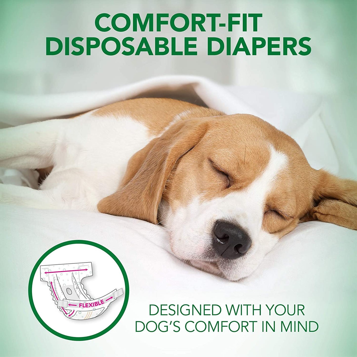Comfort Fit Disposable Dog Diapers for Females - Leak-Proof & Absorbent - Small (16-22 Inch Waist) - 30 Count