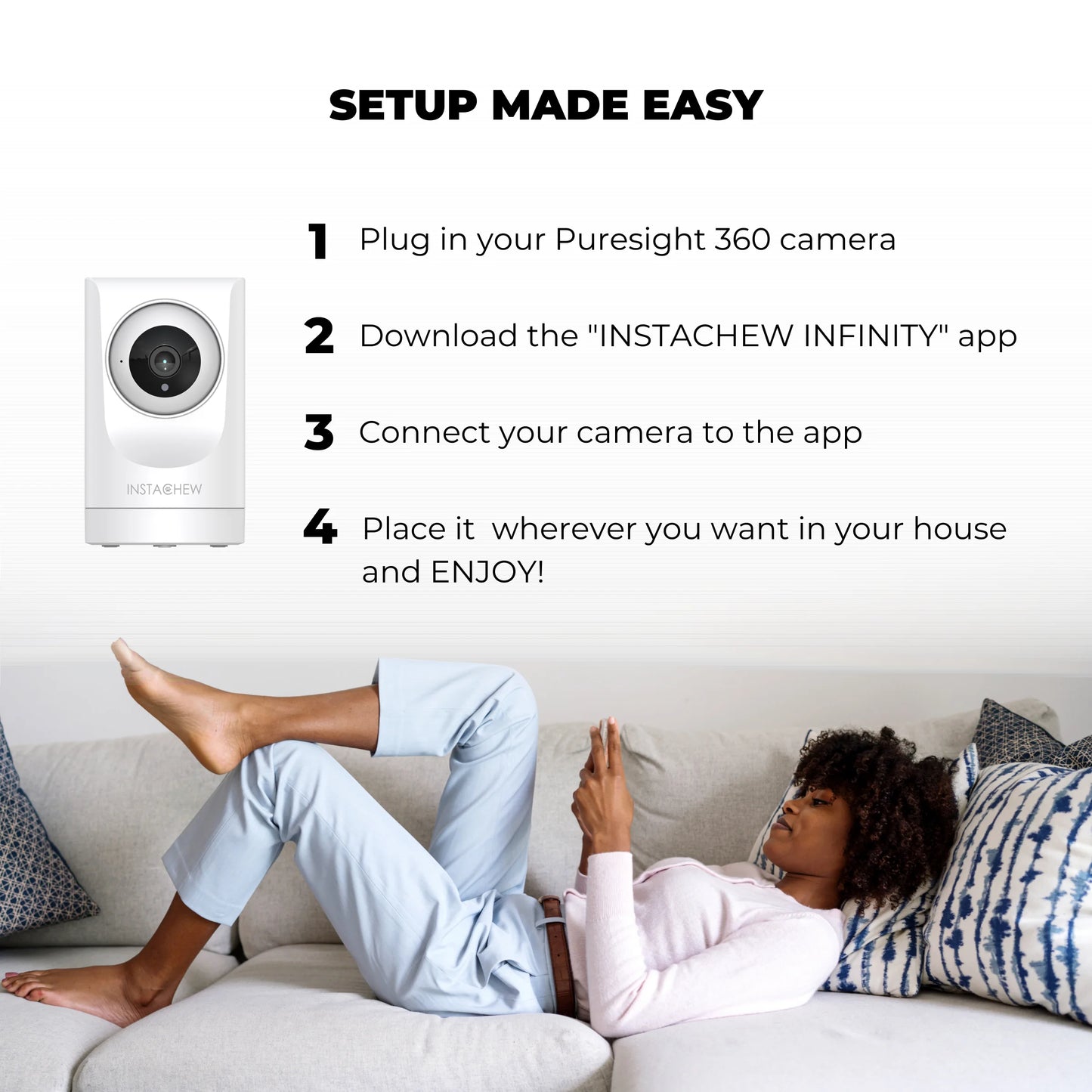 Purrsight 360° Smart Wireless Pet 1080P HD Video Camera 2-Way Audio Mobile App Indoor Security