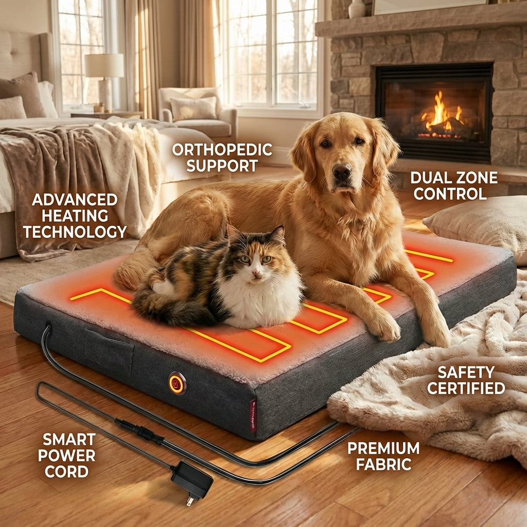 Curated Ethical Lifestyle: WarmCare Orthopedic Heated Dog Bed - Sanctum Paws and Fangs