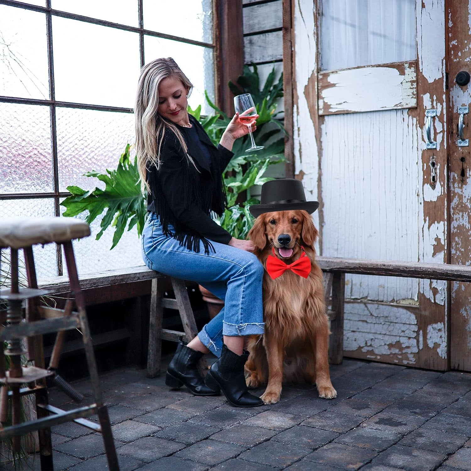 Elevate Your Pet's Style! 🎩🐾 2-Piece Formal Accessory Set with Top Hat & Necktie/Bowtie - Perfect for Birthdays, Graduations, and Halloween! 🐶🐱 #PetFashion #PartyReady