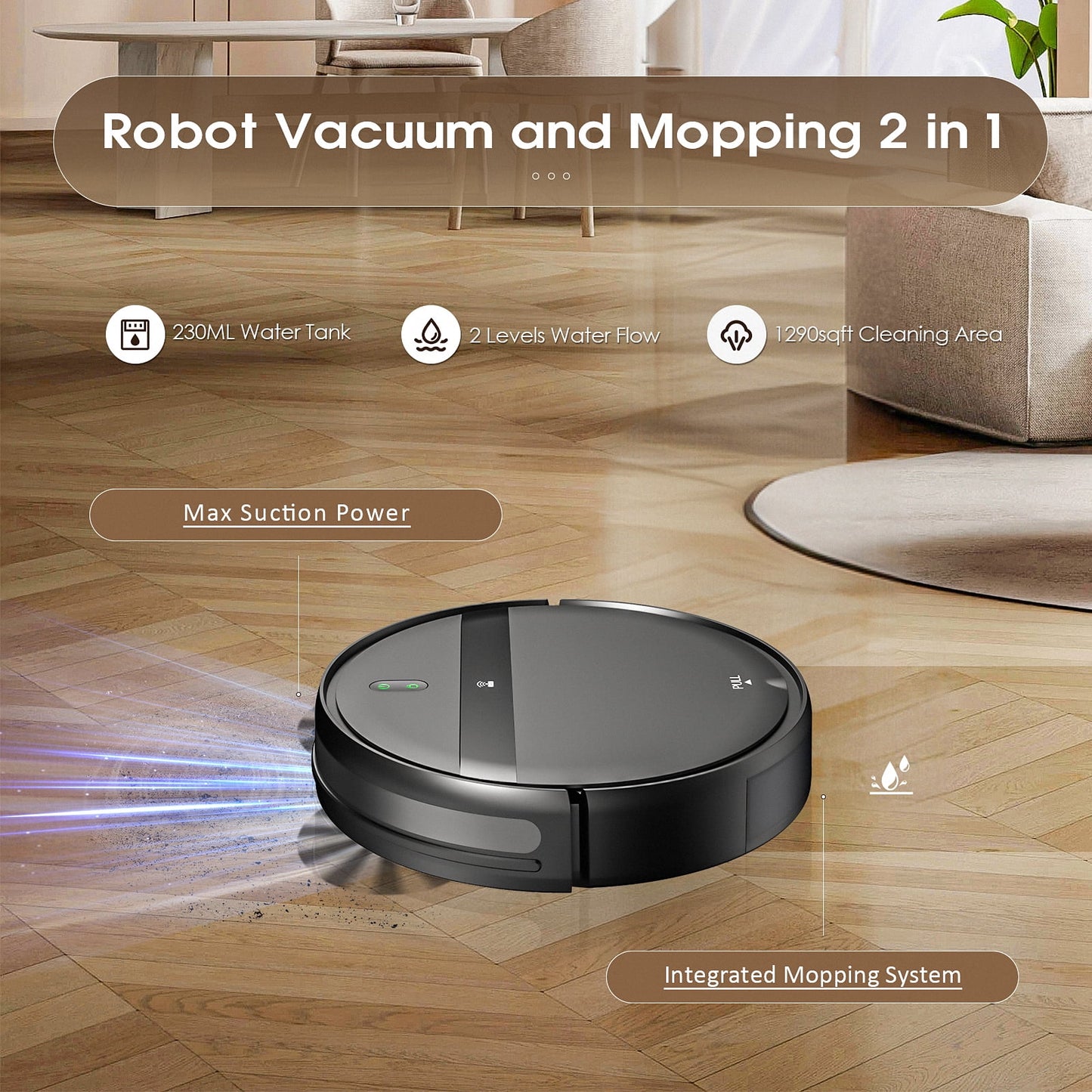 Robot Vacuum Cleaners G20 Vacuum and Mop Combo, Wifi/App/ Voice/Remote Control