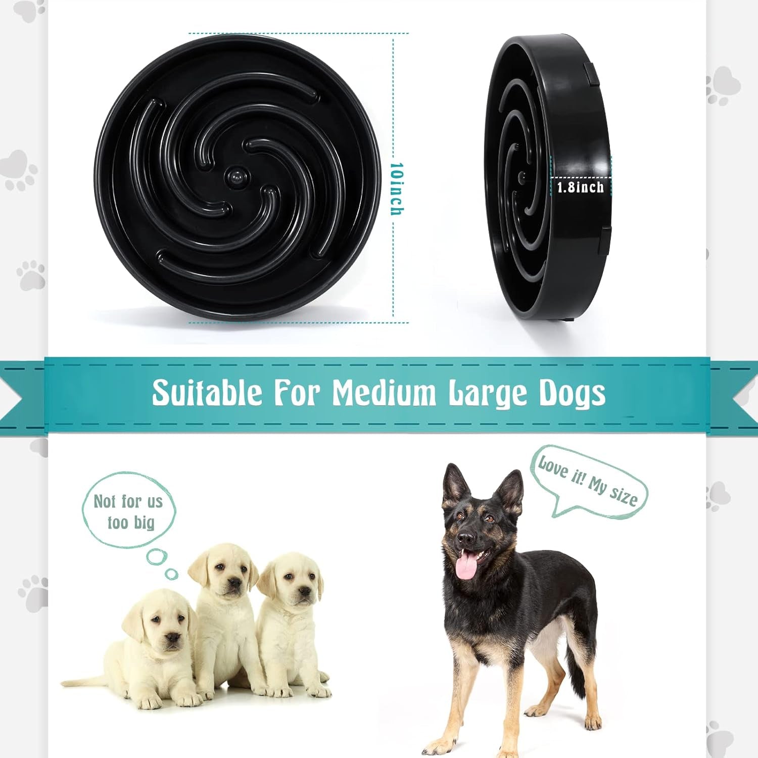 Interactive Slow Feeder Dog Bowl - Non-Slip Maze Puzzle for Large & Medium Dogs - Prevent Bloat & Choking - Healthy Feeding Solution in Black