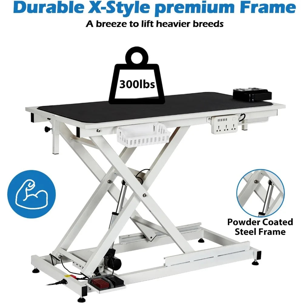 Dog Grooming Table,50''Electric Lift Heavy Duty Cat Grooming Table with anti Slip Tabletop, Adjustable Pet Grooming Table with A