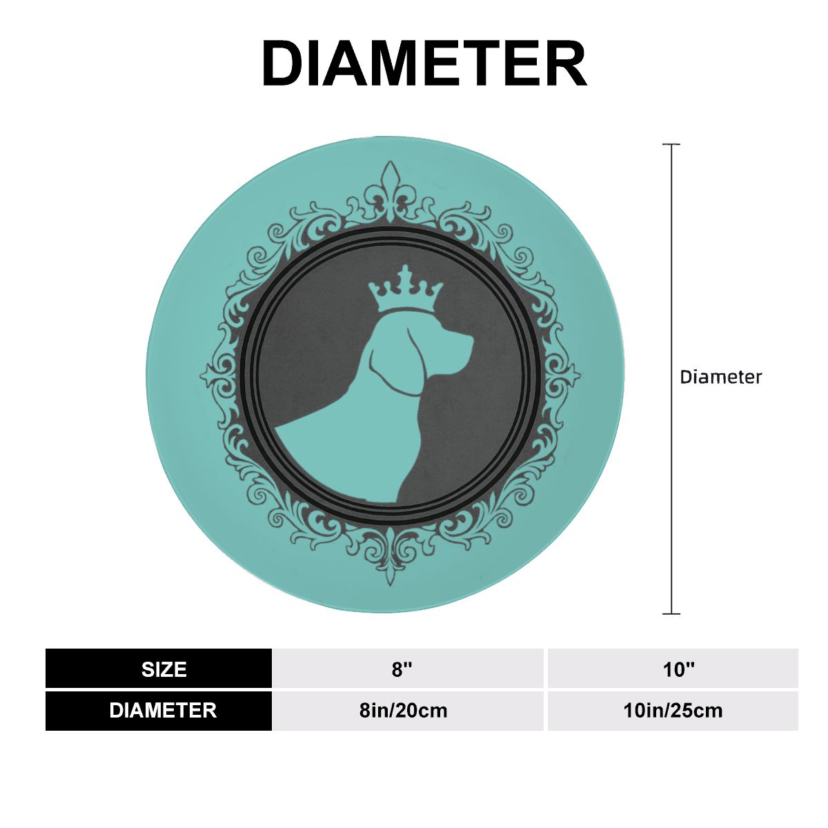 SPF Decorative Plate (King Dog Outline) - Turquoise