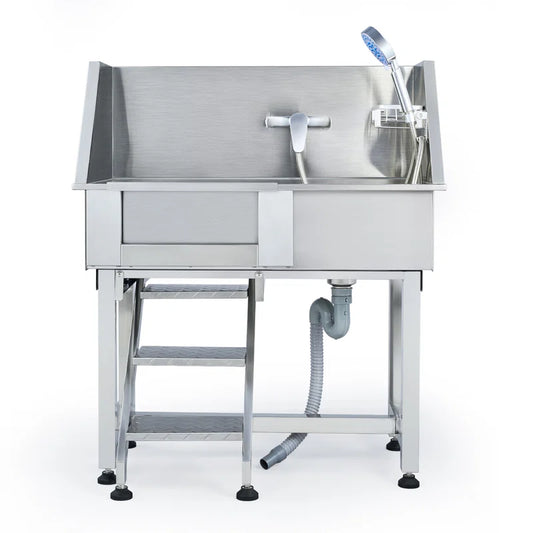 34" Pet Grooming Tub Dog Bathtub Stainless Steel