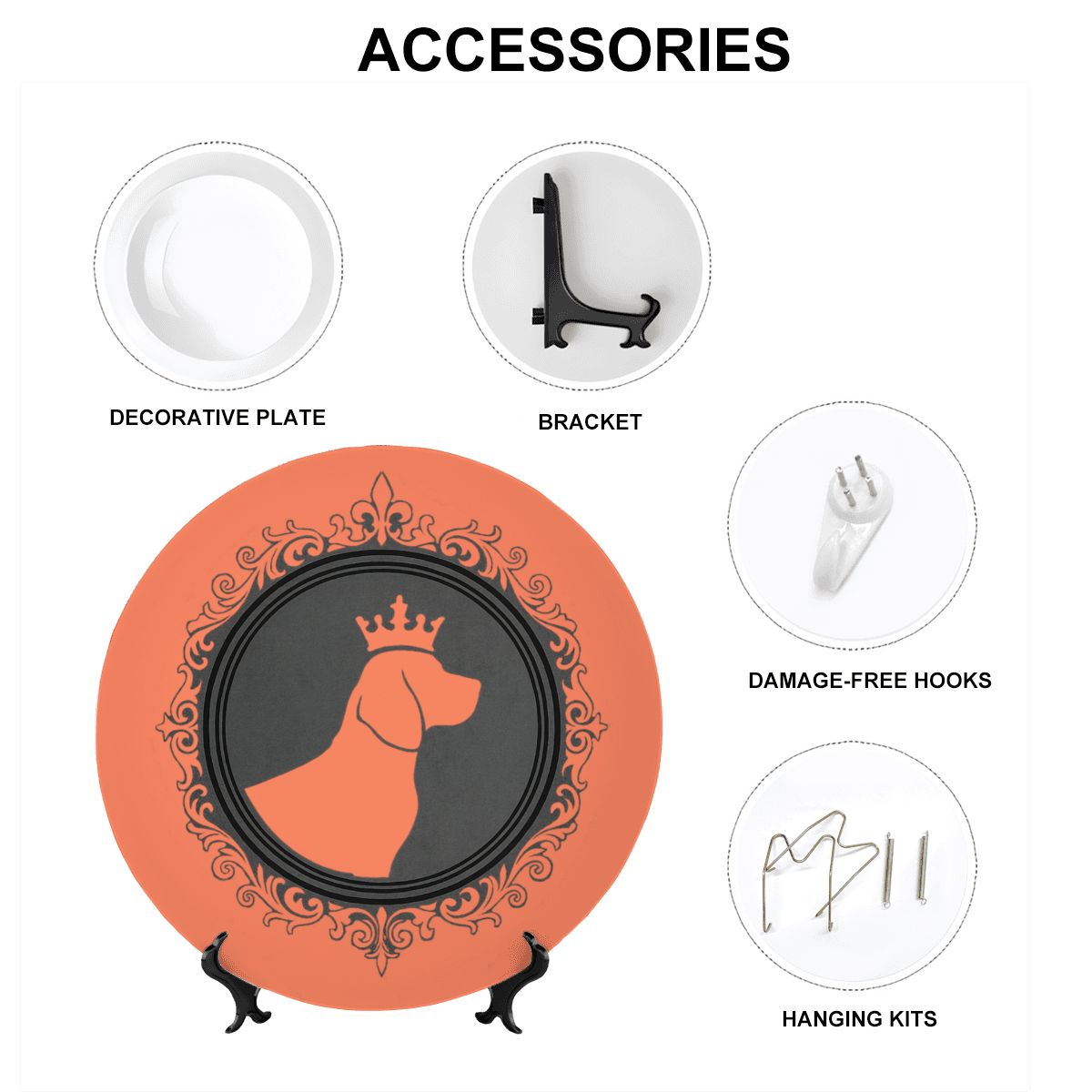 SPF Decorative Plate (King Dog Outline) - Orange