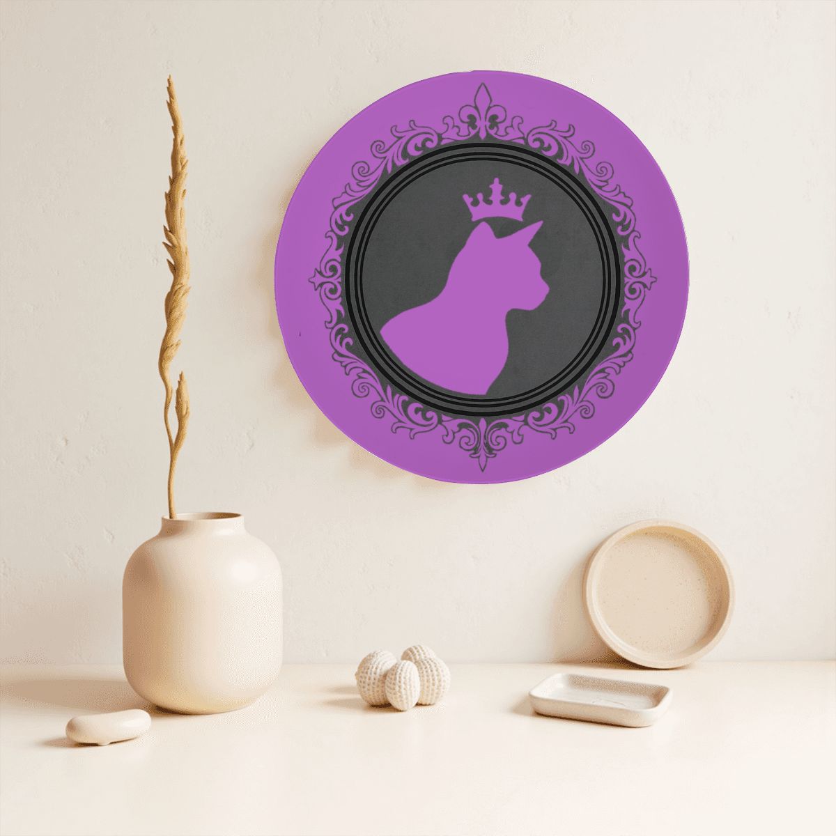 SPF Decorative Plate (King Cat Outline) - Purple
