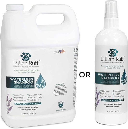 Waterless No-Rinse Dog Dry Shampoo Spray with Hydrating Essential Oils - Ph-Balanced Dry Shampoo for Dogs - Clean, Condition, Detangle & Deodorize Dry, Sensitive Skin (Gallon)