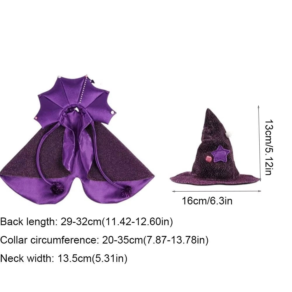 Adorable Purple Witch Cloak & Hat for Your Furry Friend's Halloween Fun! 🐾🎃✨ #PetCostume #HalloweenPawty