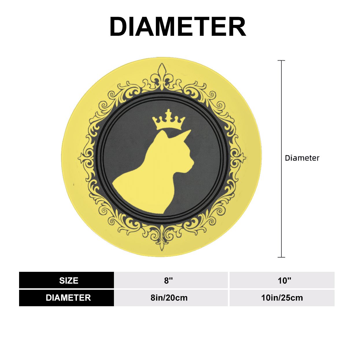 SPF Decorative Plate (King Cat Outline) - Yellow