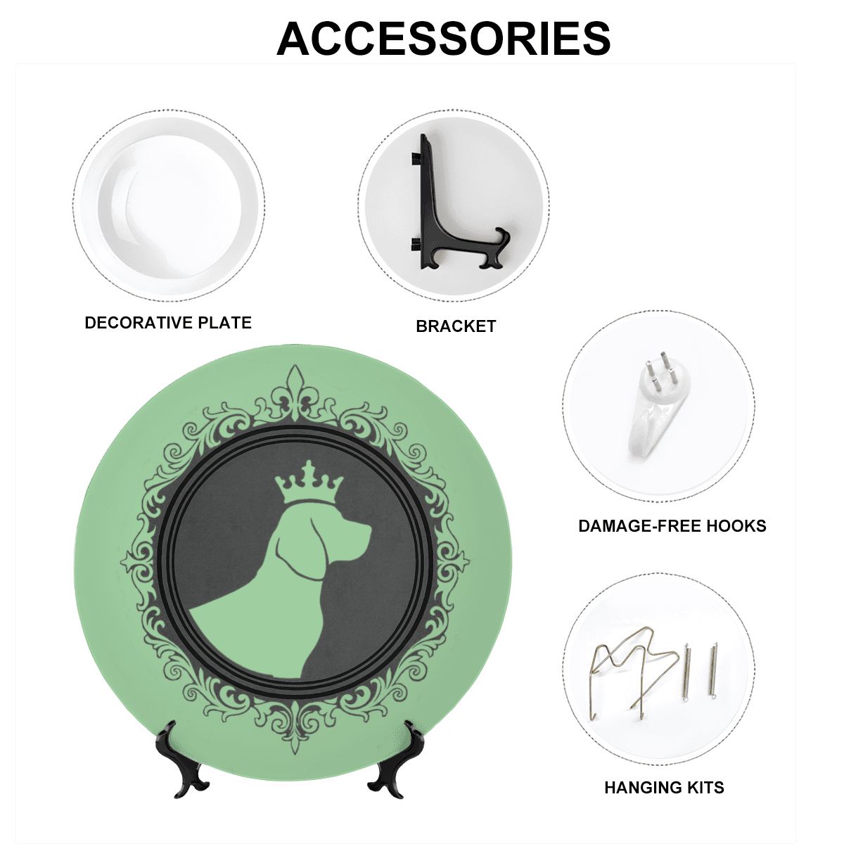 SPF Decorative Plate (King Dog Outline) - Green