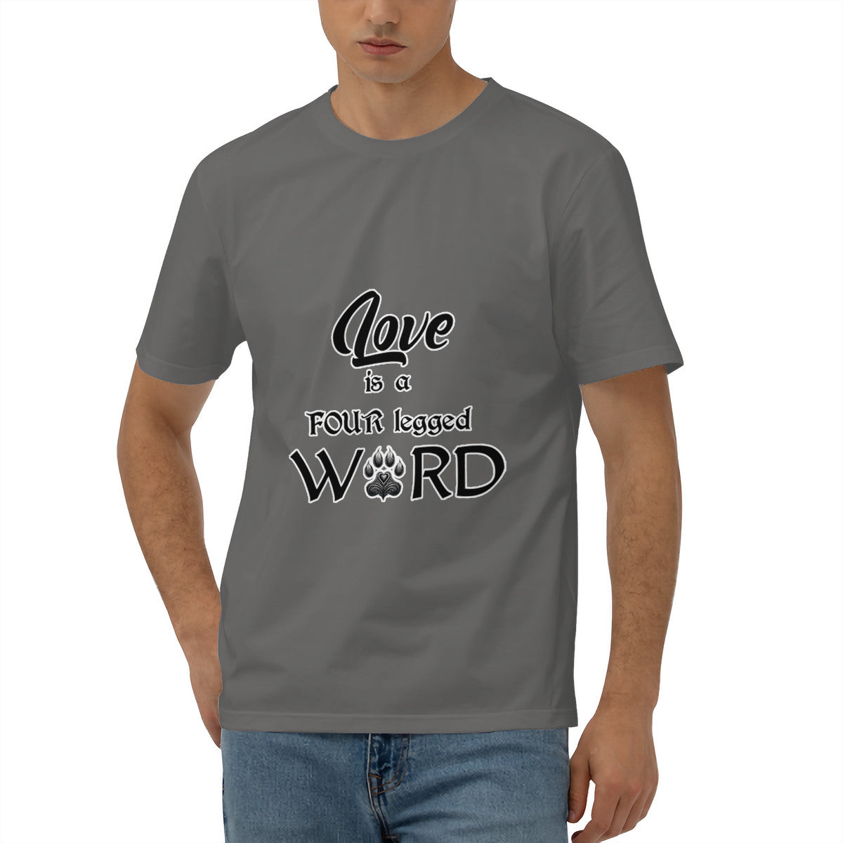 SPF Men's Short Sleeve Cotton Tee (Love is a four-legged word)