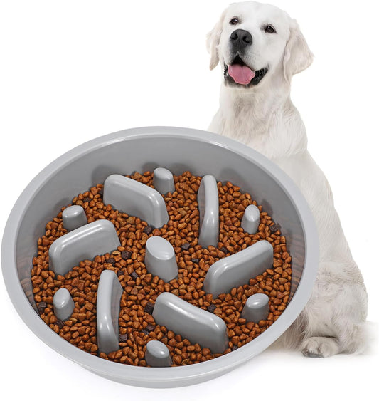 Interactive Dog Bowl Slow Feeder - BPA-Free Fun Maze Puzzle for Healthy Eating, Non-Slip Design, Fits Elevated Feeders, 600ml Capacity
