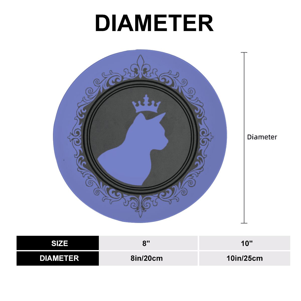 SPF Decorative Plate (King Cat Outline) - Navy Blue