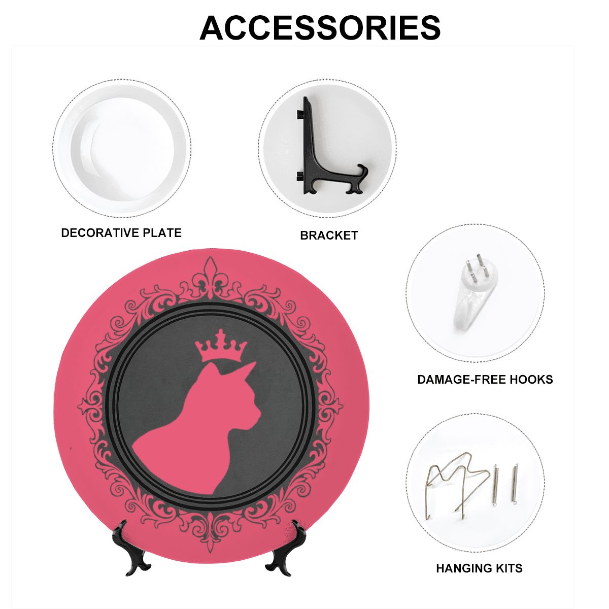 SPF Decorative Plate (King Cat Outline) - Rose