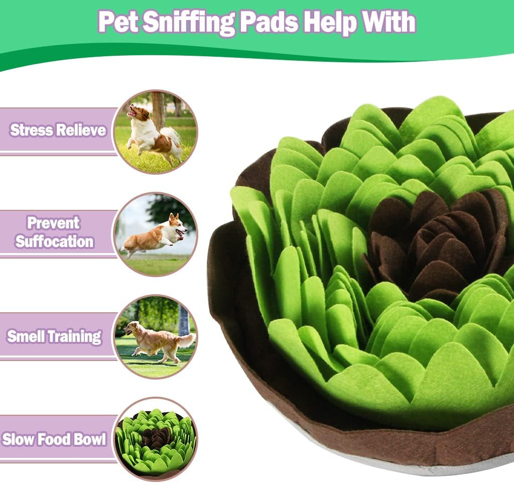 Interactive Dog Slow Feeding Snuffle Mat - Portable Stress Relief Toy for Dogs and Cats - Light Green
