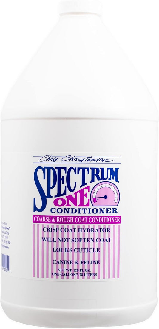 Spectrum One Ultra Concentrated Dog Conditioner, Makes up to 8 Bottles, Groom like a Professional, Maintains Inner Cortex Hydration, Coarse and Rough Coat, Made in the USA, 1Gal
