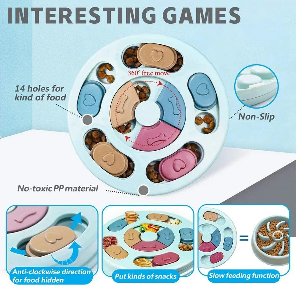 Interactive Dog Puzzle Feeder - Slow Eating Bowl for Cats and Dogs to Boost IQ and Enjoy Mealtime Fun!