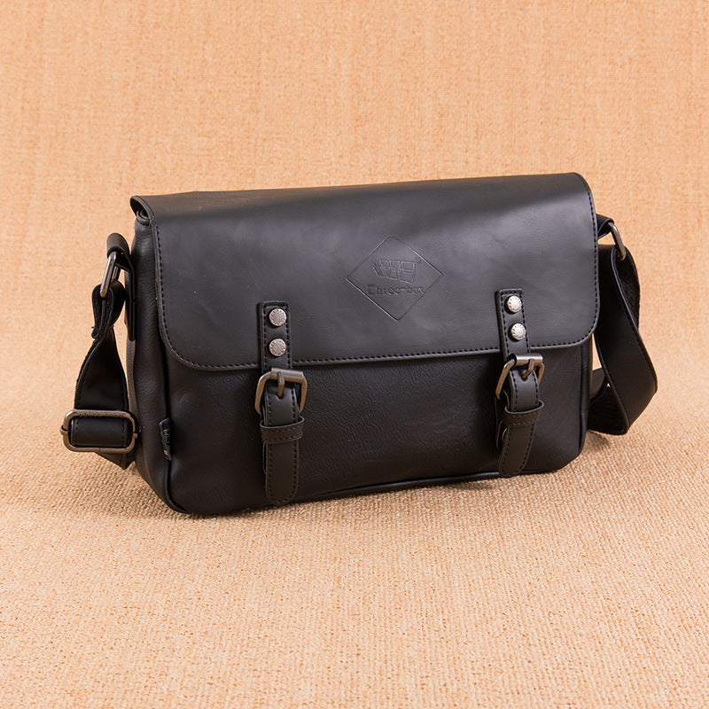 Men's PU Leather Retro Flip Literary Shoulder Bag