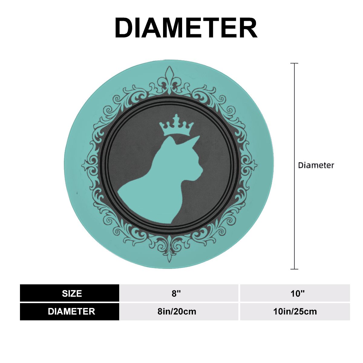 SPF Decorative Plate (King Cat Outline) - Turquoise