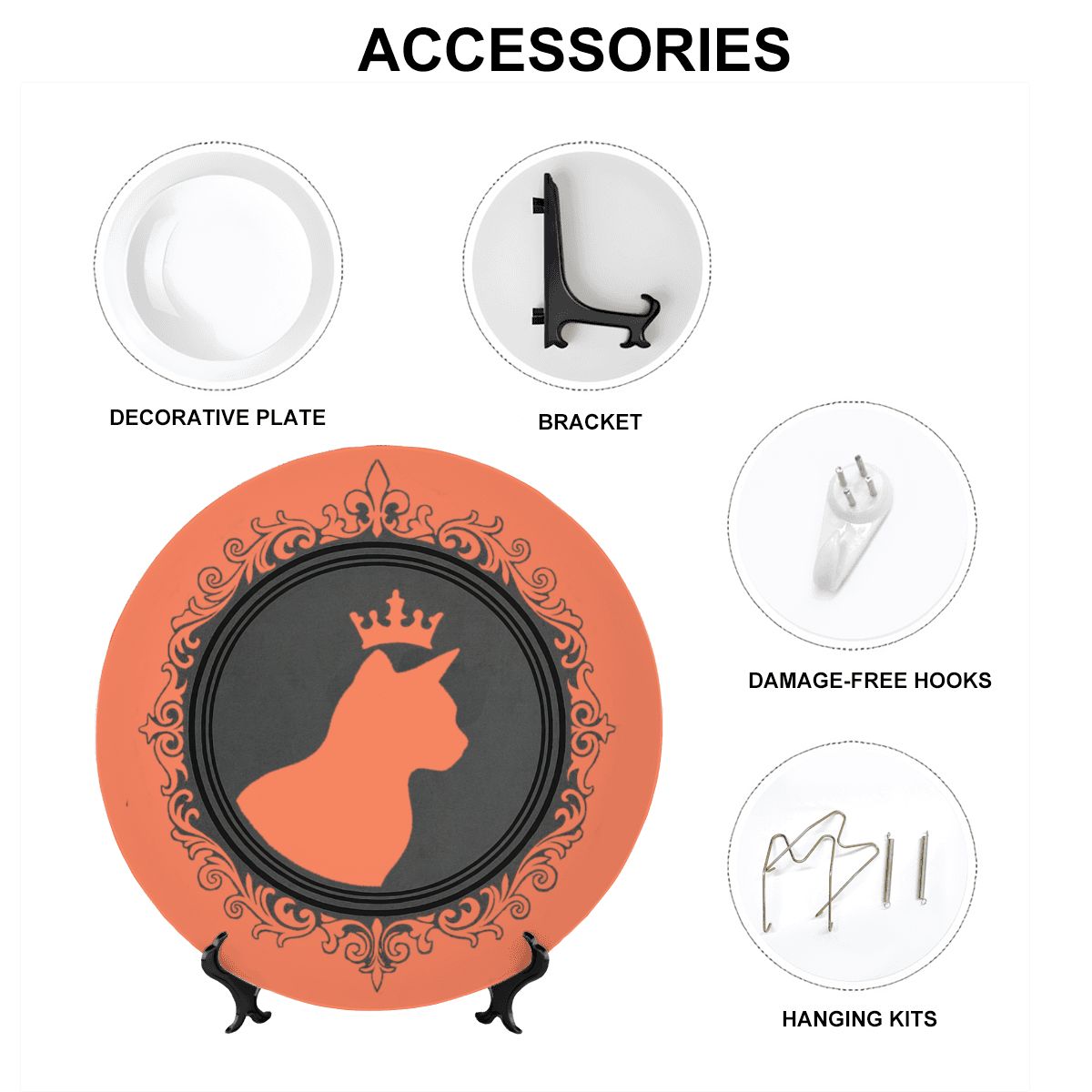 SPF Decorative Plate (King Cat Outline) - Redish Orange