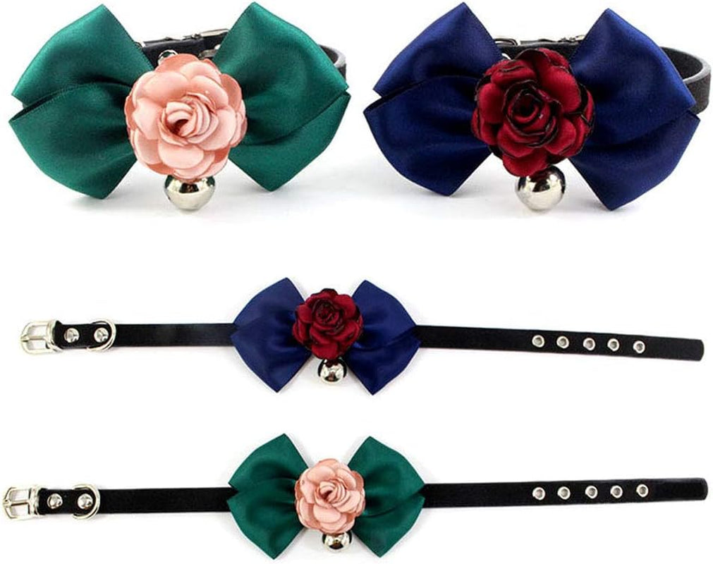 Adorable Nappa Leather Dog Collar & Cat Necklace with Flower Bow Tie & Bell Charm - Perfect for Your Small Pups! 🎀🐾❤️ #DogFashion #PetAccessories #Yorkie #Chihuahua