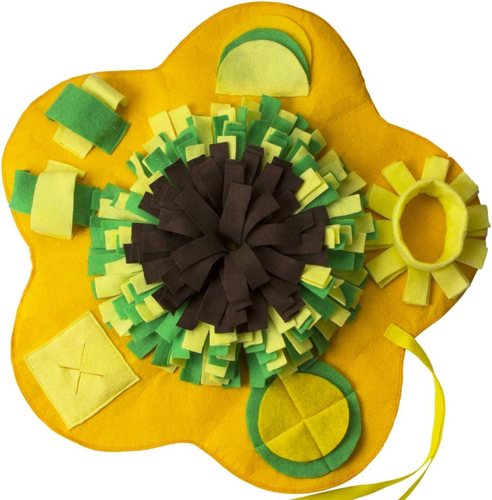 Interactive Dog Snuffle Mat - Machine Washable Foraging Activity Mat for Stress Relief (Yellow-Green)