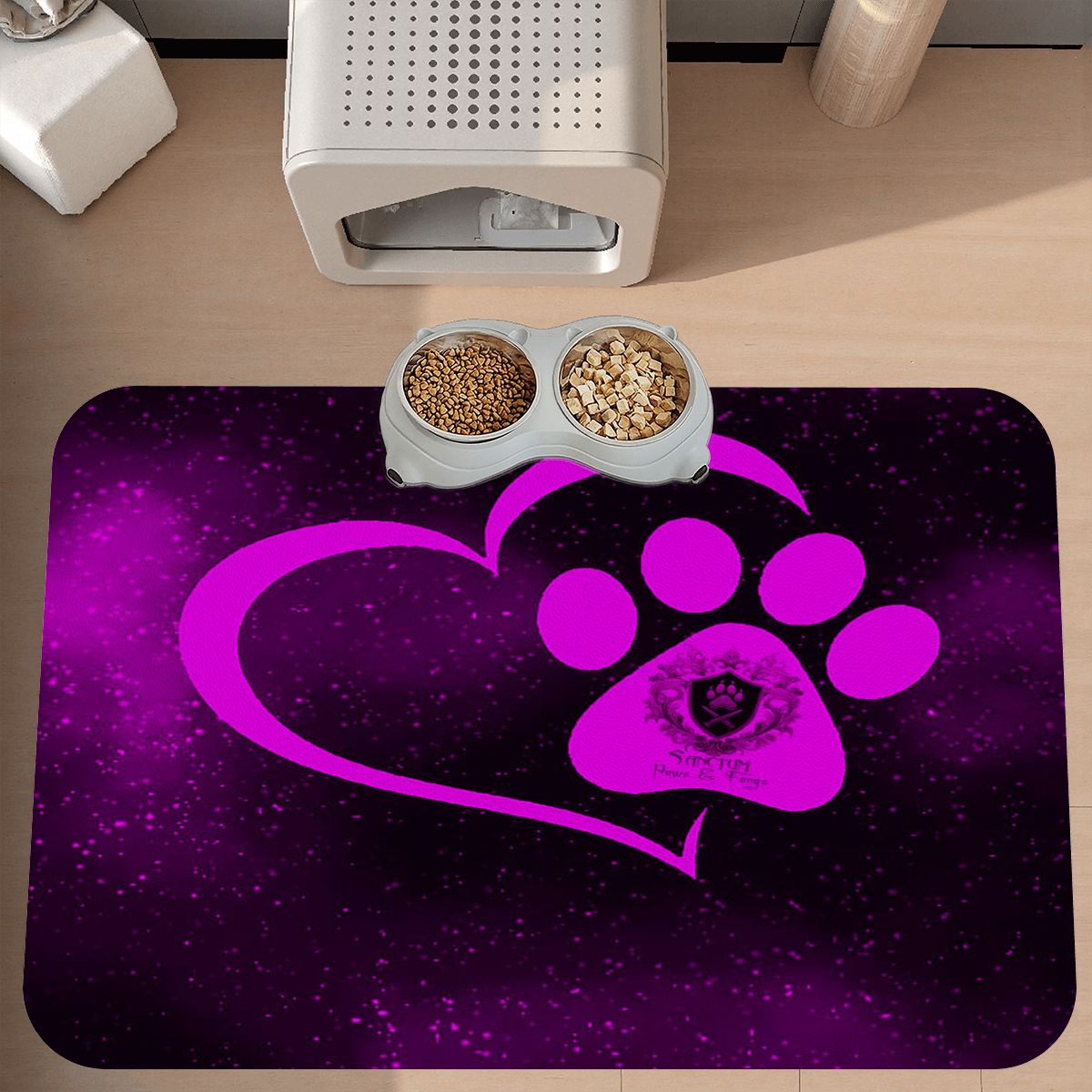 SPF Leather Waterproof Dog Food Mat - Pink