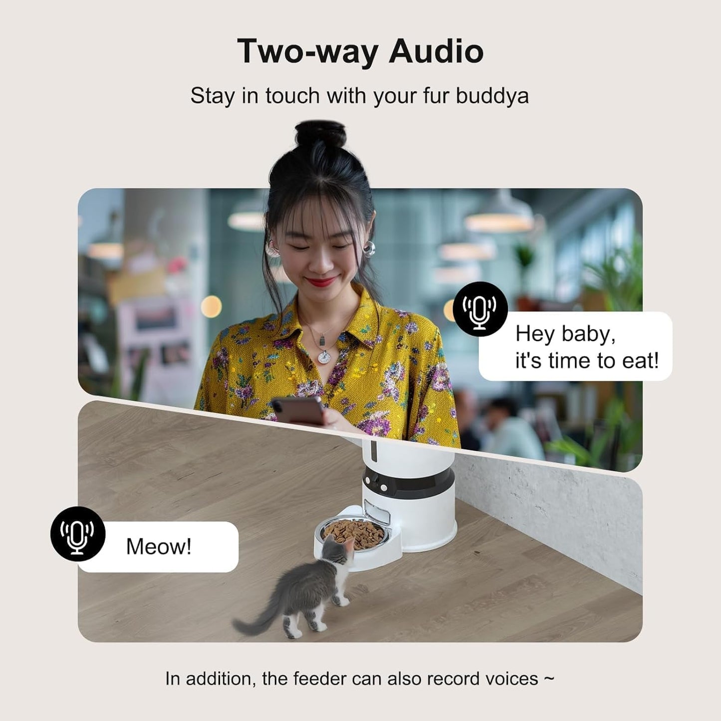 Dual-Camera Smart Automatic Pet Feeder — HD Video, Scheduled Feeding, Two-Way Audio