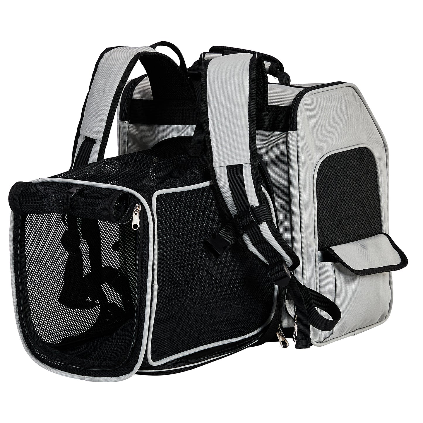 Pet Carrier Backpack, Expandable Cat Dog Carrier With Back Extension, Breathable Mesh Travel Backpack For Small Dogs Cats, Soft-Sided Pet Backpack Holds Up To 26 Lbs