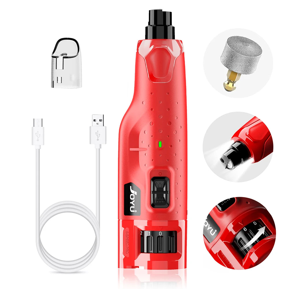 Dog Nail Grinder Dustproof with 2 LED Light - Super Quiet Powerful 6-Speed Nail Trimmer File for Small Medium Large Dogs Dog Acc