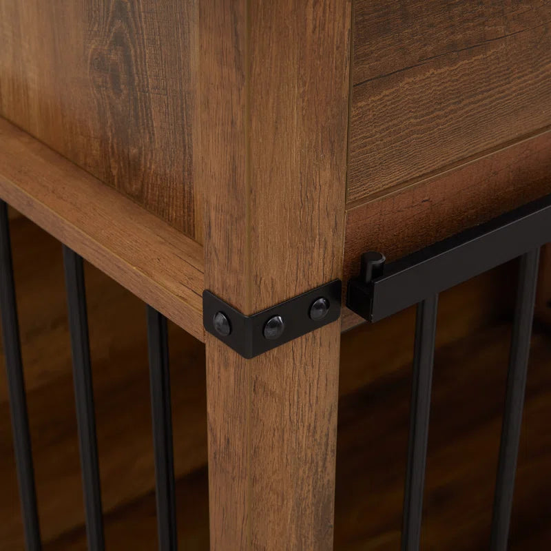 Barn Door Large Dog Crate Furniture with 2 Drawers and Divider