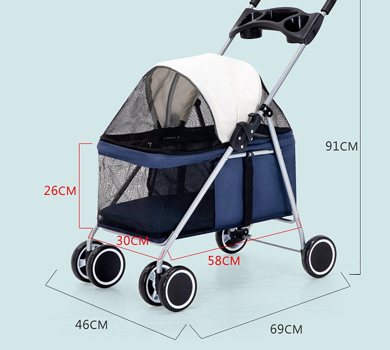 Lightweight Folding Pet Stroller – Universal Multi-Pet Trolley with Easy Installation