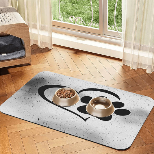 SPF Leather Waterproof Dog Food Mat - White