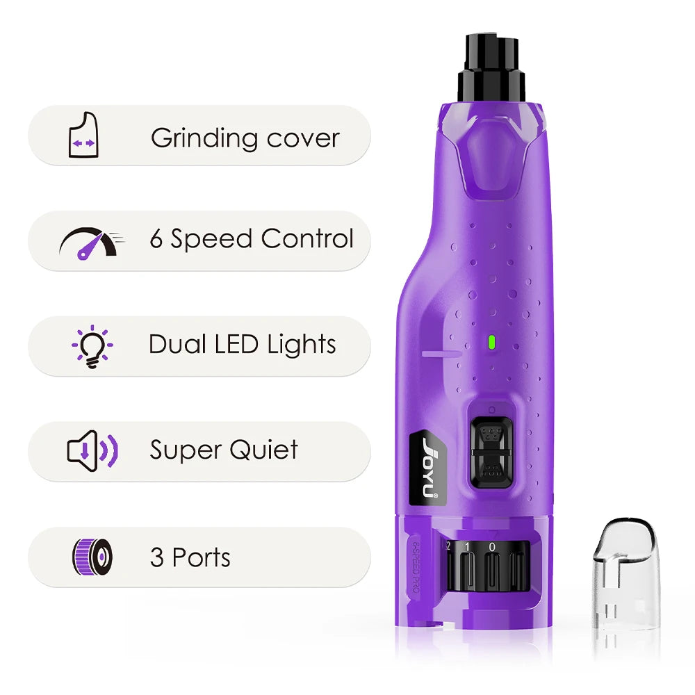Dog Nail Grinder Dustproof with 2 LED Light - Super Quiet Powerful 6-Speed Nail Trimmer File for Small Medium Large Dogs Dog Acc