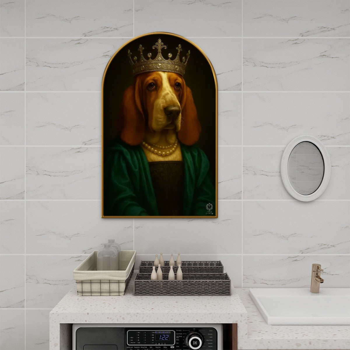 SPF Arched Canvas Prints Wall Art (Basset hound)