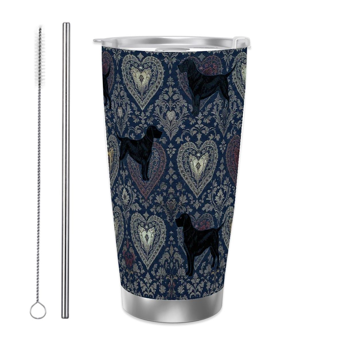 Dogs Love Travel Coffee Mug with Single Silver Edge (20oz) (Collection-2)