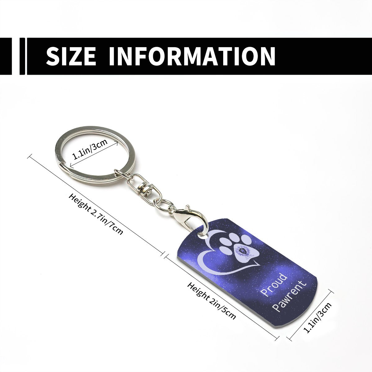 SPF Rectangular Metal Keychain - Proud Pawrent - Blue