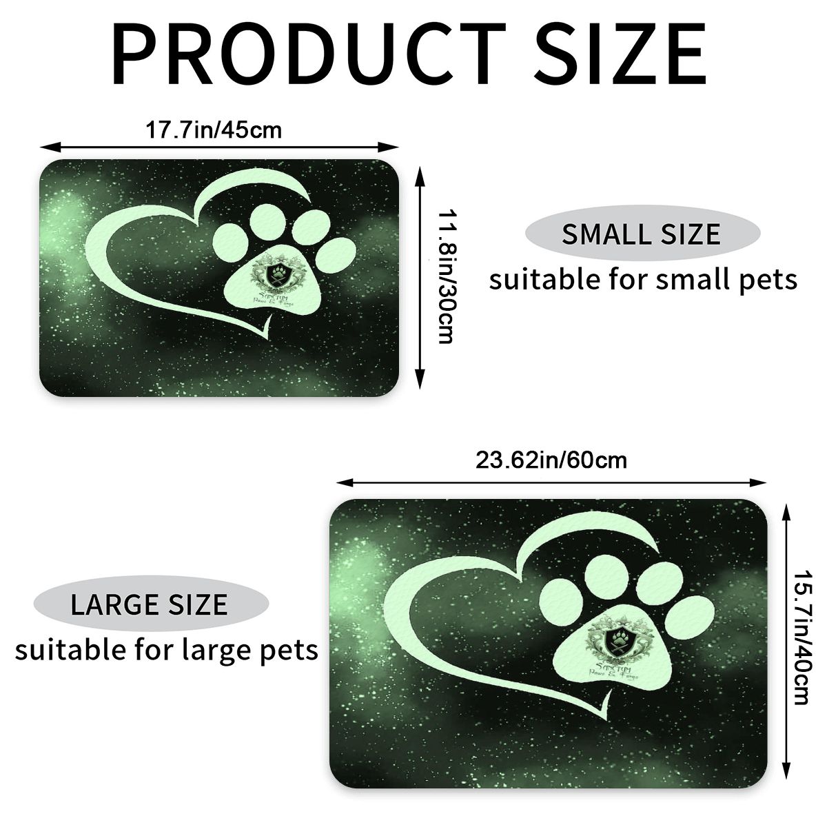 SPF Leather Waterproof Dog Food Mat - Green