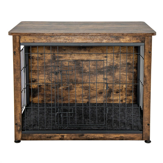 Wooden Dog Crate Furniture with Double Door and Tray