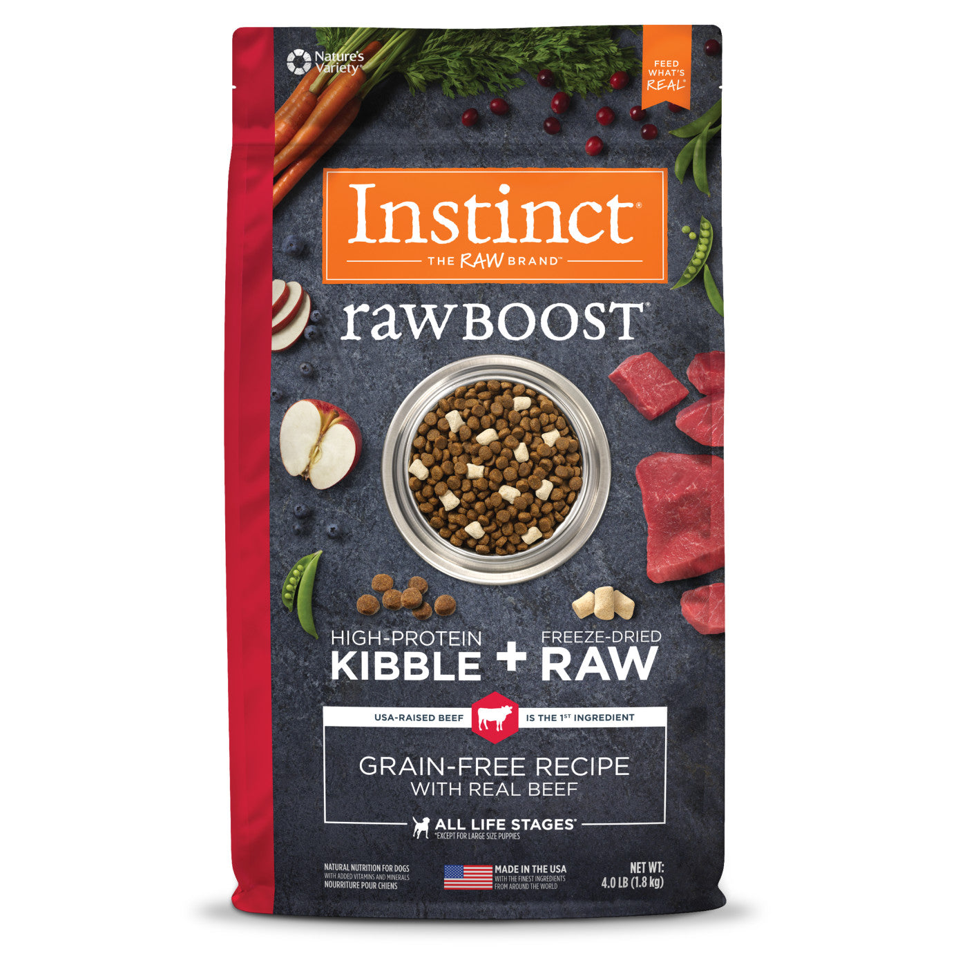 Instinct All Life Stages Raw Boost Grain Free Beef Dry Dog Food